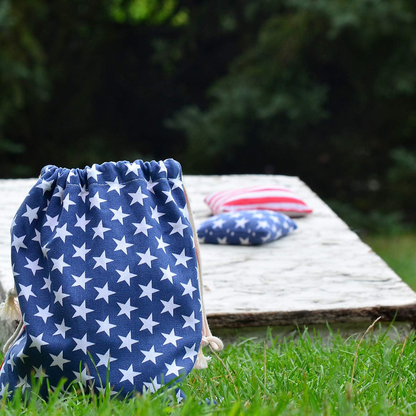 Regulation Cornhole Bean Bags: Professional American Flag Toss Game Set 8 Stars and Stripes Outdoor Team Tournament