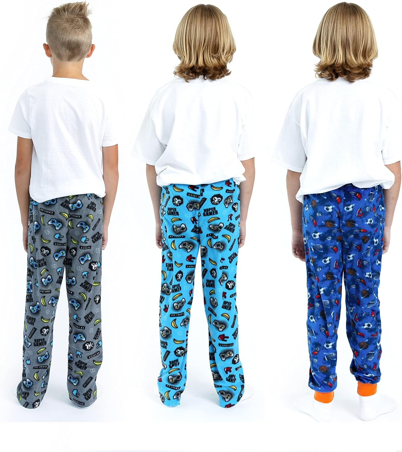 Boys Pajama Pants 3-Pack Soft Lightweight Sleepwear Bottoms with Elastic Waist Kids Lounge Pants for Boys