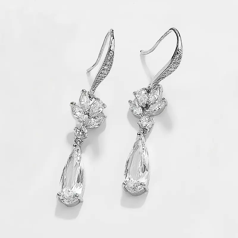 Korean Water Drop Long Wedding Earrings