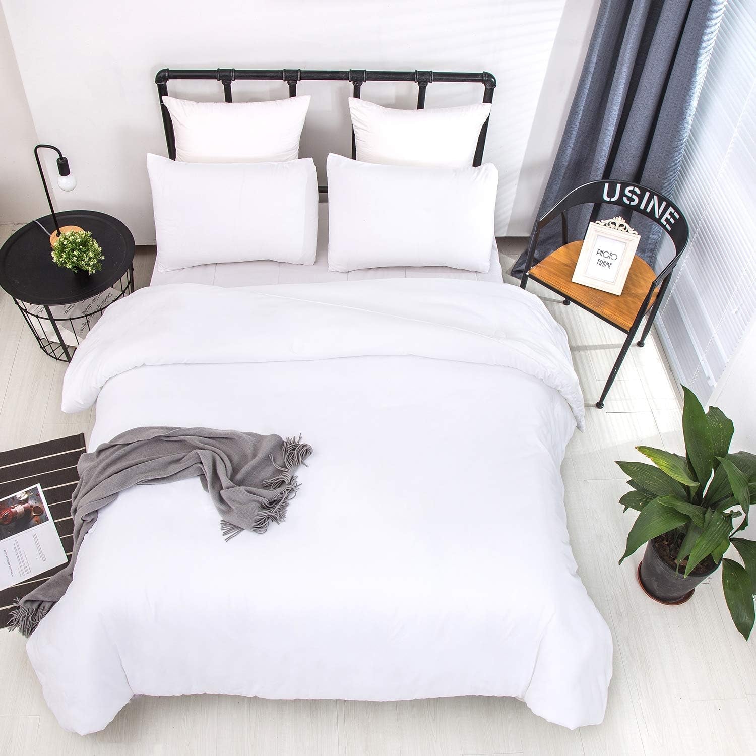White Queen Comforter Set 3Pcs White Bedding Comforter Sets Soft All Season Bed Comforter Sets Queen Comforter with 2 X Pillowcases