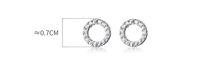 S925 Silver Round Stud Earrings with Diamonds for Women