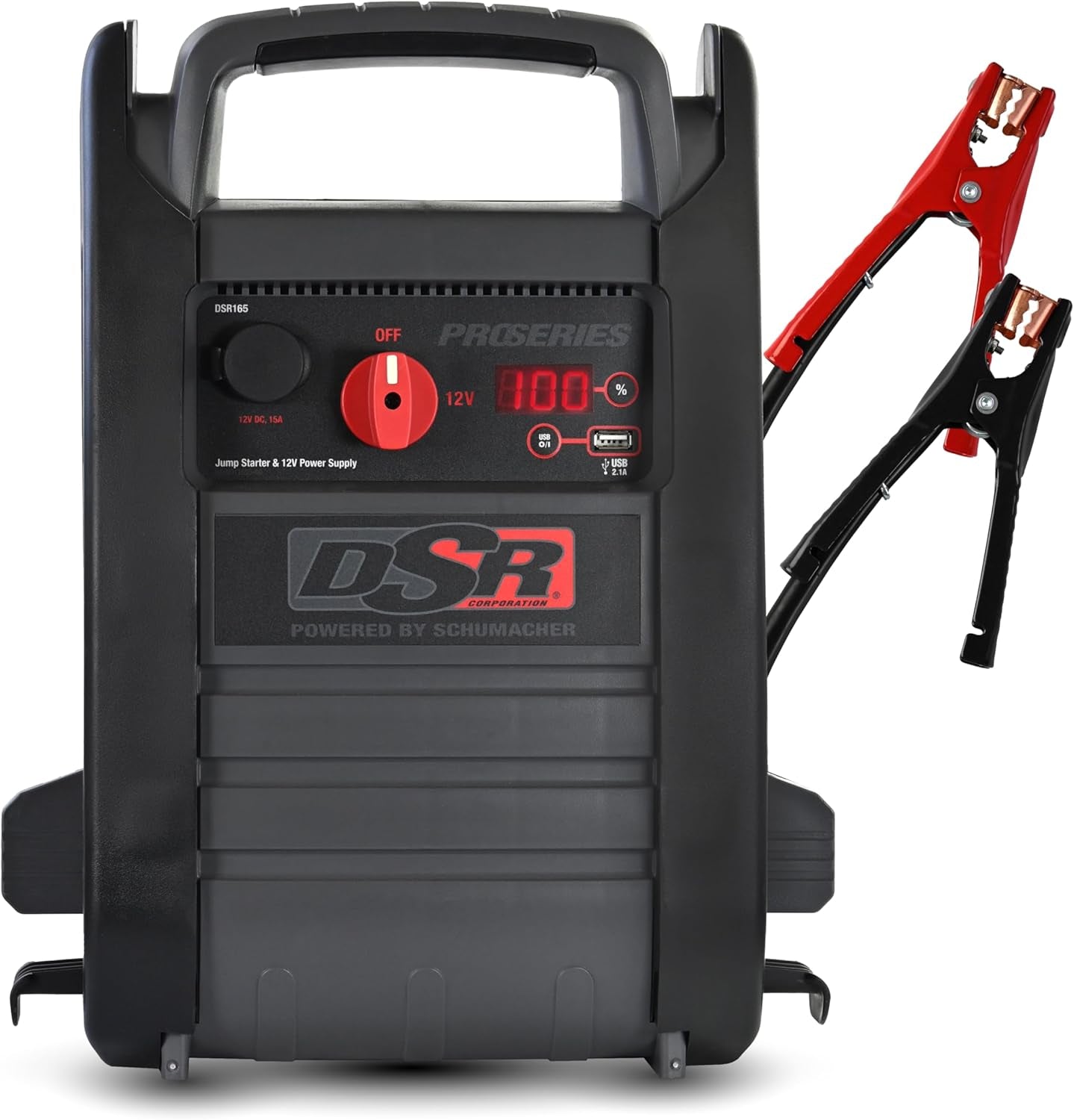 DSR Proseries Car Battery Jump Starter - 2200 Peak Amp 12V Car Starter, Jump Box & Portable Power Station - Digital Display, Heavy-Duty Clamps - DSR165