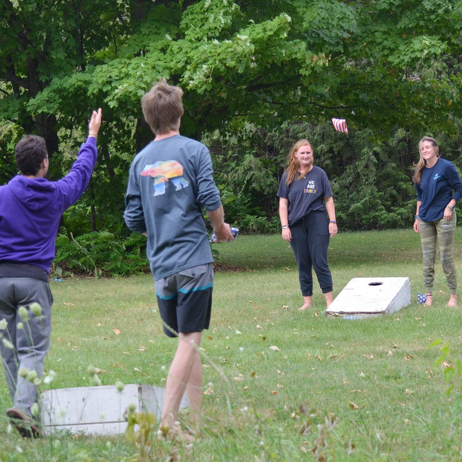 Regulation Cornhole Bean Bags: Professional American Flag Toss Game Set 8 Stars and Stripes Outdoor Team Tournament