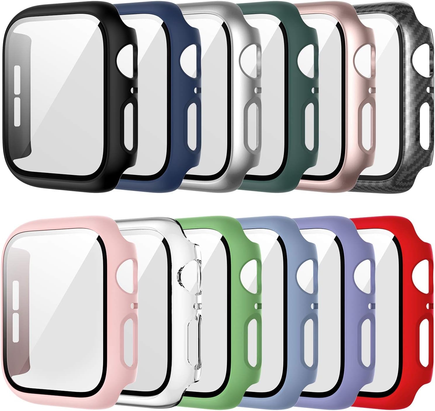 12 Pack Case for Apple Watch 38Mm Series 3/2/1 with Tempered Glass Screen Protector,  Full Hard PC Ultra-Thin Scratch Resistant Bumper HD Protective Cover for Iwatch Accessories