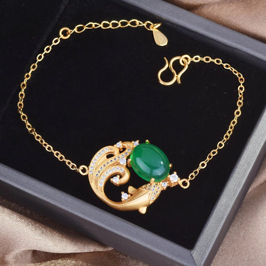 Gold Plated Synthetic Bracelet - Ancient Pharaoh Heritage