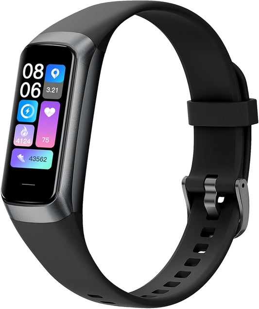 Keep Health Fitness Trackers for Women Men, Amoled Fitness Tracker for Android&Ios, Alarm Stopwatch Fitness Tracker with Blood Pressure Monitor, Calories Burned IP68 Waterproof Fitness Step Tracker