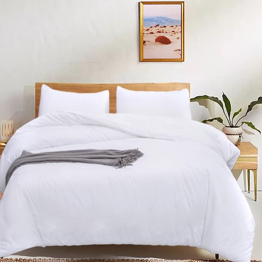 White Queen Comforter Set 3Pcs White Bedding Comforter Sets Soft All Season Bed Comforter Sets Queen Comforter with 2 X Pillowcases