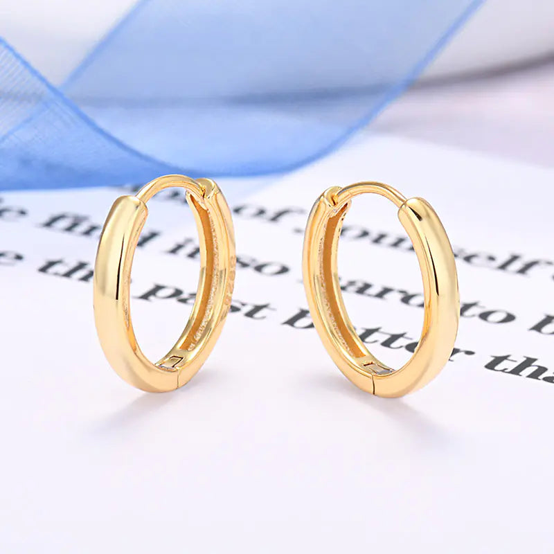 925 Silver Minimalist Hoop Earrings with Gold Plating