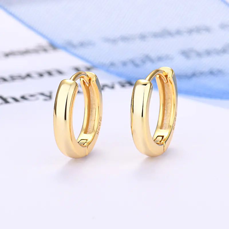 925 Silver Minimalist Hoop Earrings with Gold Plating