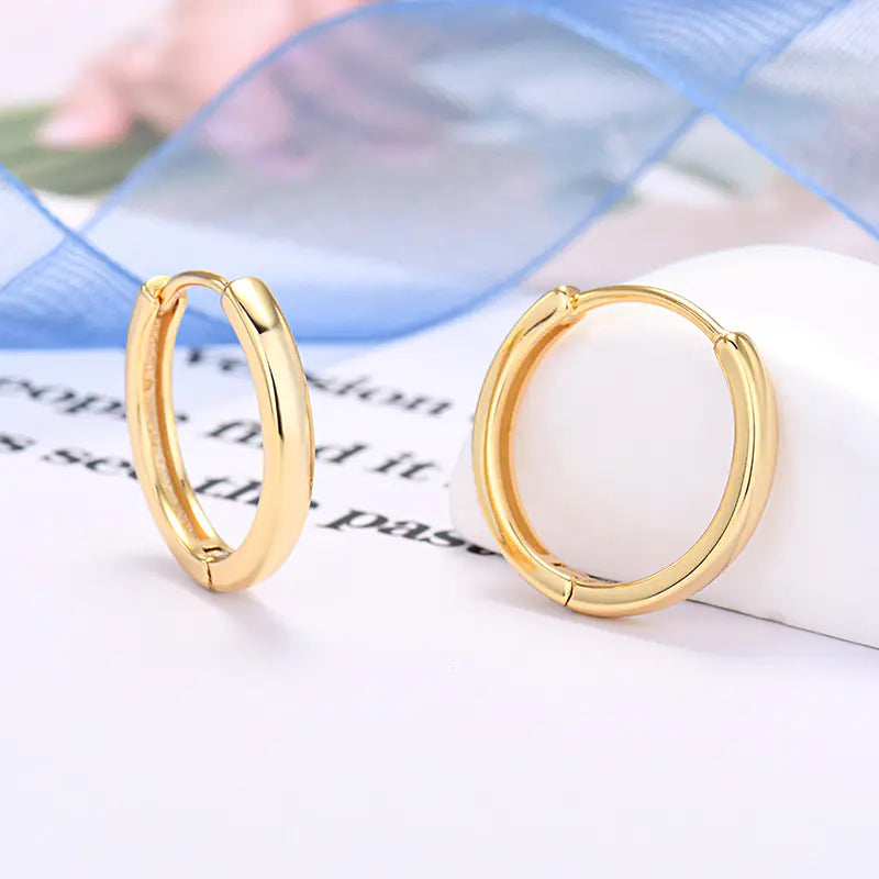 925 Silver Minimalist Hoop Earrings with Gold Plating