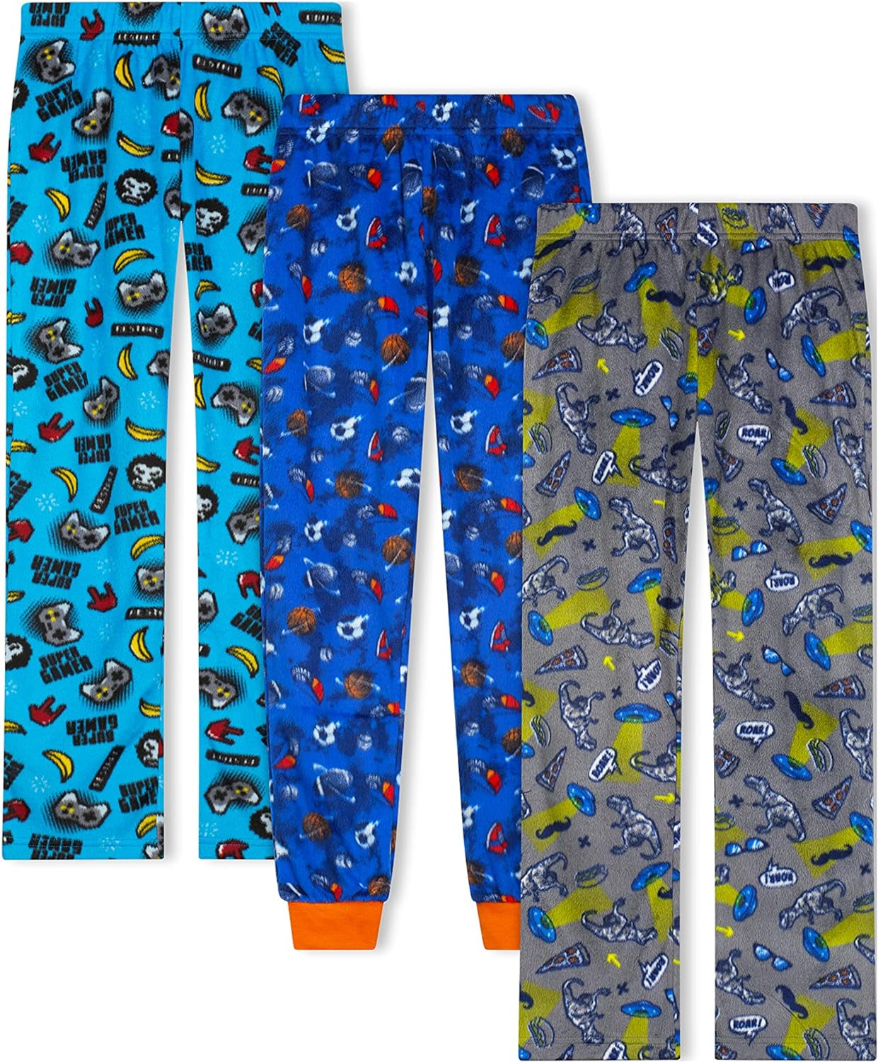 Boys Pajama Pants 3-Pack Soft Lightweight Sleepwear Bottoms with Elastic Waist Kids Lounge Pants for Boys