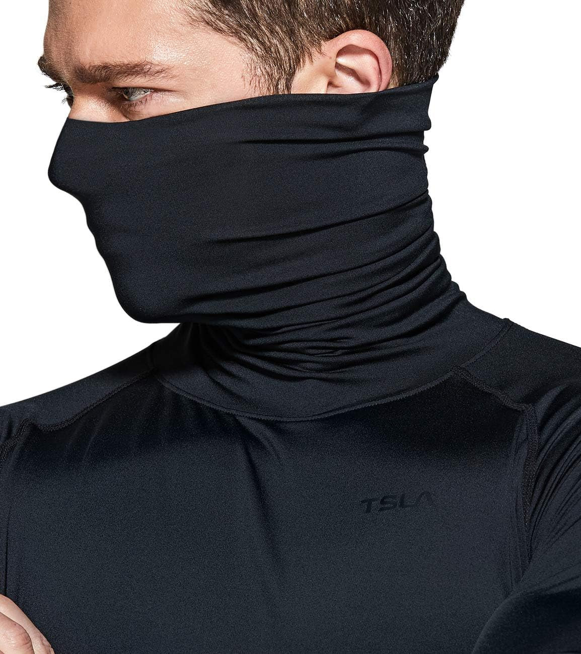 Men'S UPF 50+ Mock Long Sleeve Compression Shirts, Athletic Workout Shirt, Base Layer for Water Sports