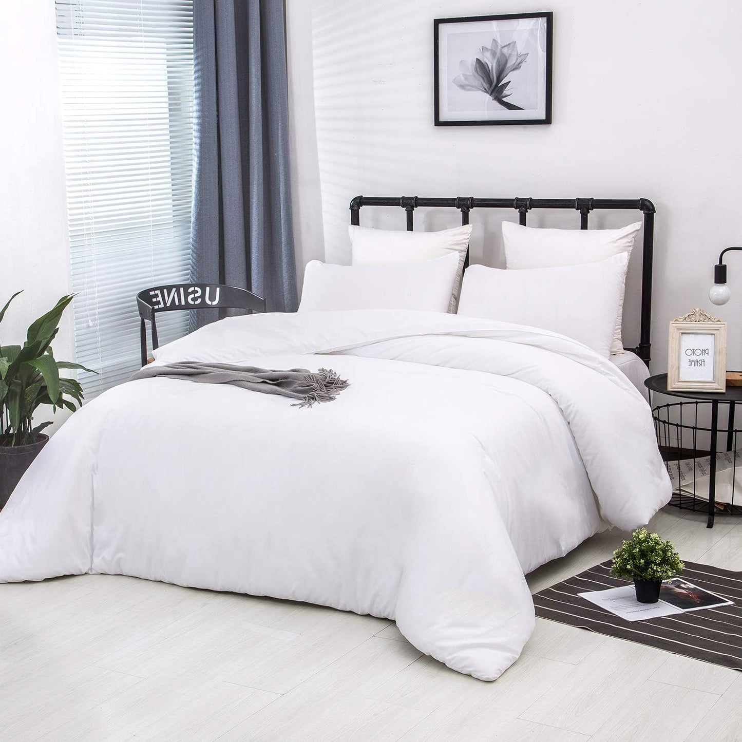 White Queen Comforter Set 3Pcs White Bedding Comforter Sets Soft All Season Bed Comforter Sets Queen Comforter with 2 X Pillowcases