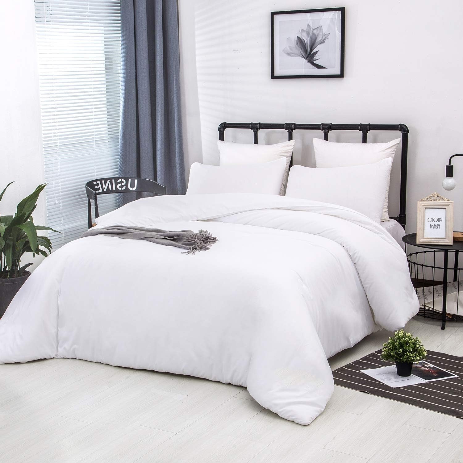 White Queen Comforter Set 3Pcs White Bedding Comforter Sets Soft All Season Bed Comforter Sets Queen Comforter with 2 X Pillowcases