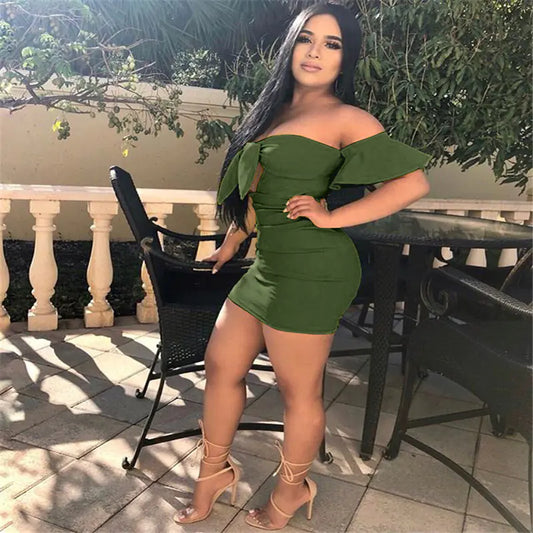 One-Shoulder Hollow Lace Ruffle Club Dress