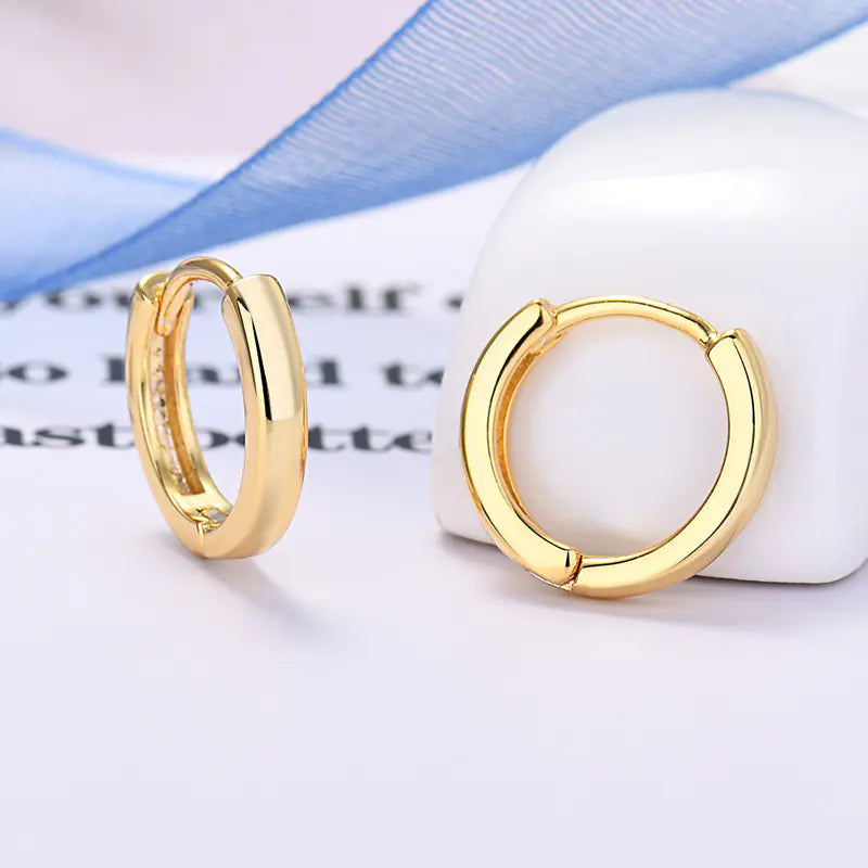 925 Silver Minimalist Hoop Earrings with Gold Plating